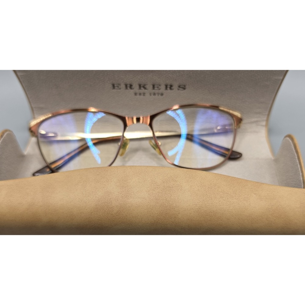 Erkers 1879 Eyeglasses Gold Metal Optical Frames w/ Original Case Designer